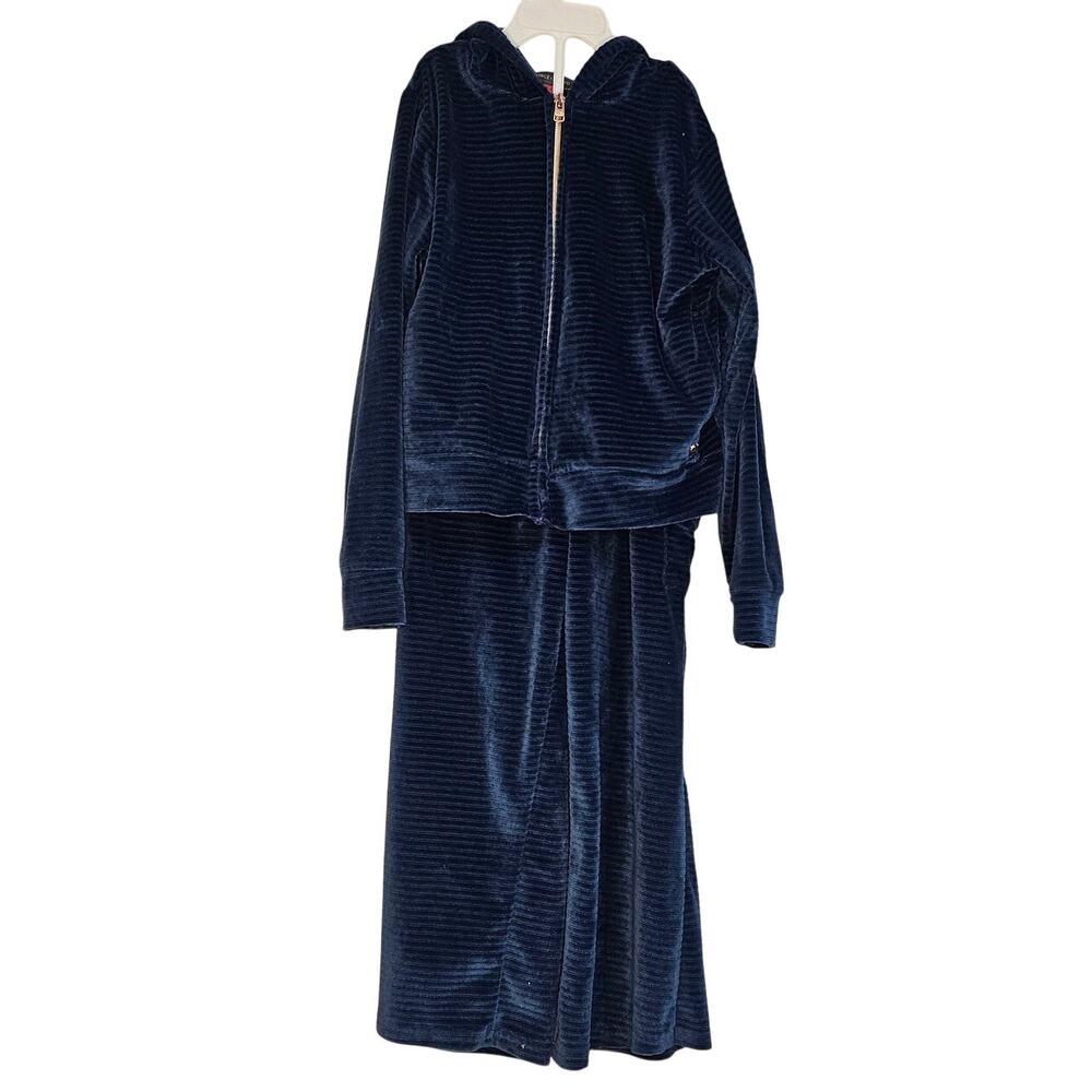 Vince Camuto 2 piece ribbed hooded full zip jacket wide leg cargo track suit 7/8